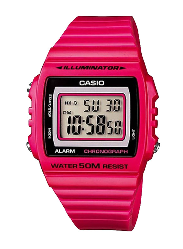 

Casio Digital Watch for Women with Resin Band, Water Resistant, W-215H-4AVDF, Pink-Grey