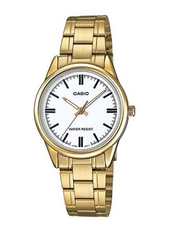 

Casio Analog Quartz Watch for Women with Stainless Steel Band, Water Resistant, LTP-V005G-7AUDF, Gold-White