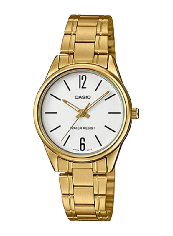 

Casio Analog Quartz Watch for Men with Stainless Steel Band, Water Resistant, MTP-V005G-7BUDF, Gold-White