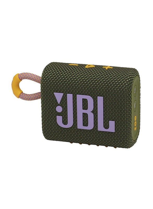 JBL Go 3 Water Resistant Portable Bluetooth Speaker, Green