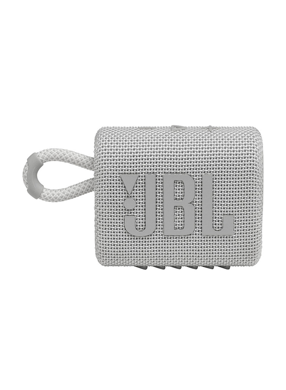 JBL Go 3 Water Resistant Portable Bluetooth Speaker, White