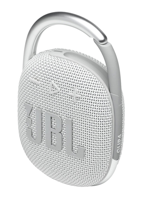 JBL Clip 4 Water Resistant Portable Bluetooth Speaker, White