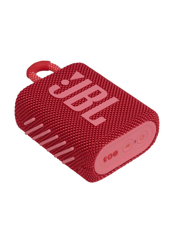 JBL Go 3 Water Resistant Portable Bluetooth Speaker, Red