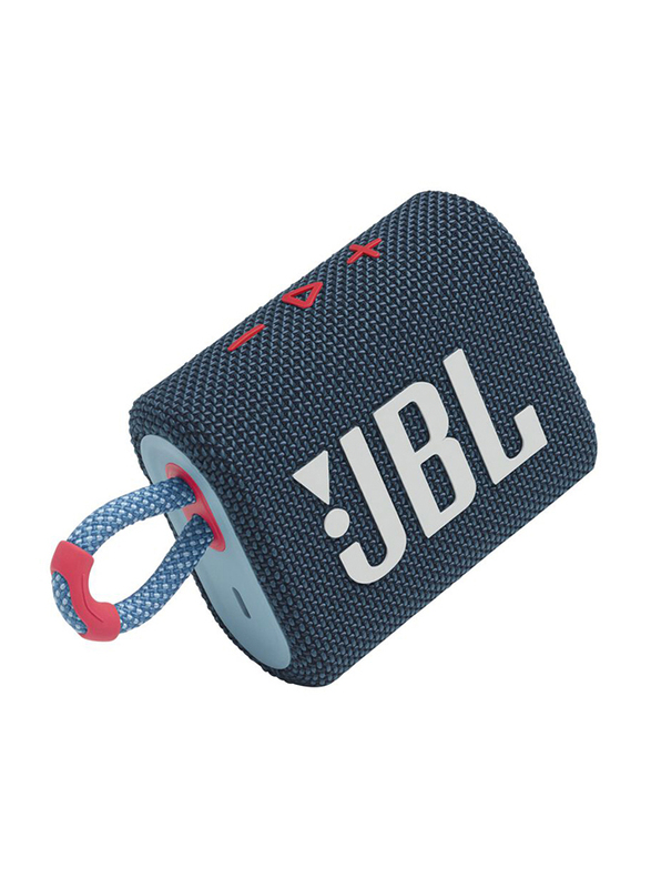 JBL Go 3 Water Resistant Portable Bluetooth Speaker, Blue/Pink