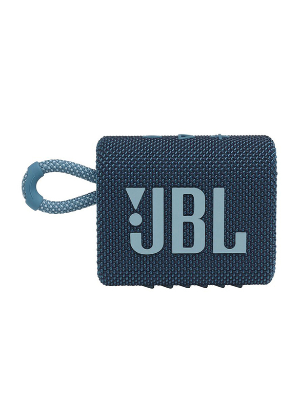 JBL Go 3 Water Resistant Portable Bluetooth Speaker, Blue