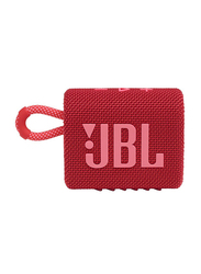 JBL Go 3 Water Resistant Portable Bluetooth Speaker, Red