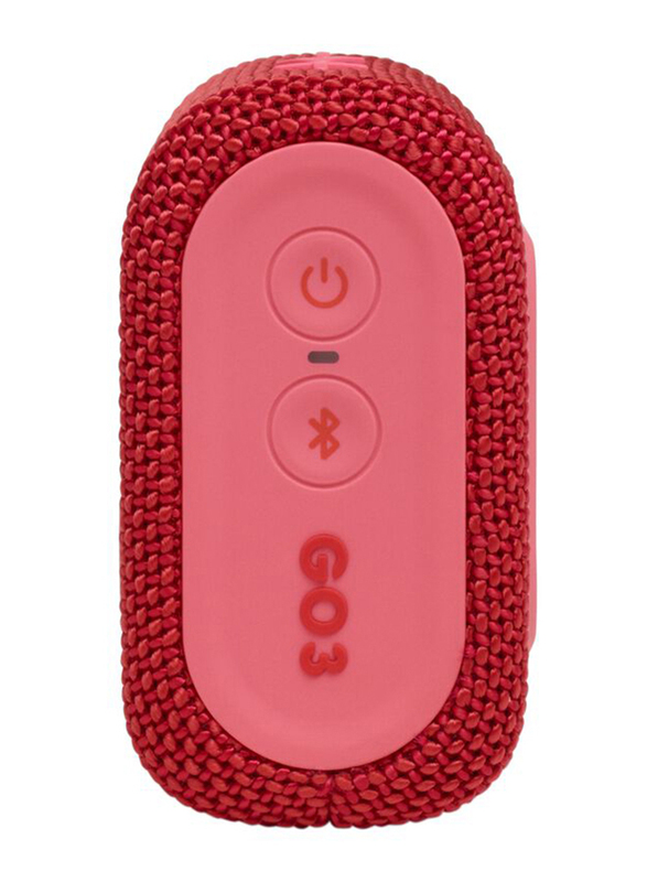 JBL Go 3 Water Resistant Portable Bluetooth Speaker, Red