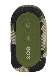 JBL Go 3 Water Resistant Portable Bluetooth Speaker, Squad