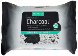 Beauty Formulas Charcoal Detox Facial Wipes, 25 Wipes