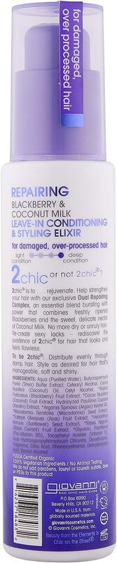 Giovanni 2Chic Repairing Leave-in Conditioning & Styling Elixir for Damaged Hair, 4oz