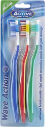 Beauty Formulas Active Oral Care Wave Action Toothbrush, Assorted Colour, 3 Piece