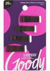 Goody 1941836 Small Metallic Bobby Slide Pins for Women, Black, 26 Pieces