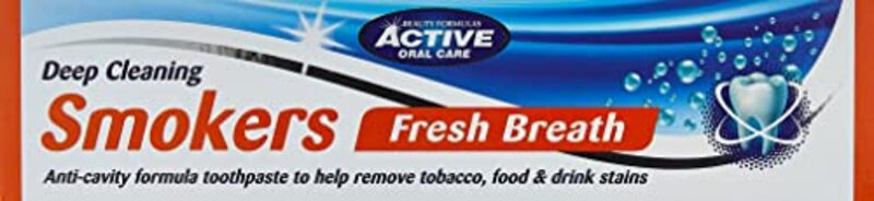 Beauty Formulas Active Oral Care Smokers Fresh Breath Toothpaste, 100ml