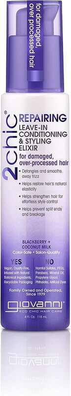 Giovanni 2Chic Repairing Leave-in Conditioning & Styling Elixir for Damaged Hair, 4oz