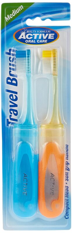 Beauty Formulas Active Oral Care Travel Toothbrush, Assorted Colour, 2 Piece