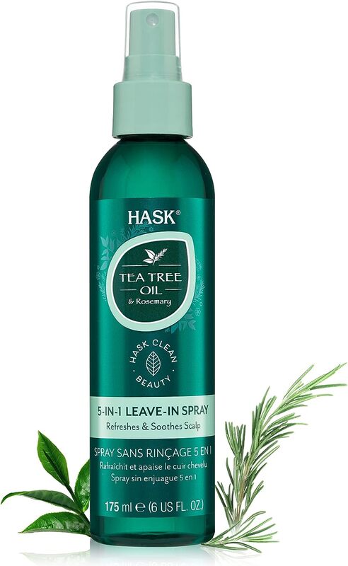 Hask 5-In-1 Leave-In Spray Tea Tree & Rosemary Hair Oil, 175ml