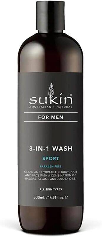 

Sukin 3-in-1 Wash Sport for Men, 500ml