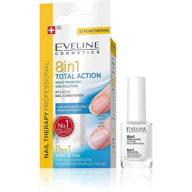 Eveline Nail Therapy 8 in 1 Total Action Intensive Nail Conditioner, White