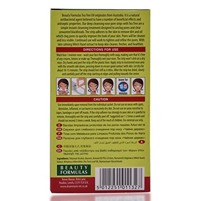 Beauty Formulas Tea Tree Nose Pore Strips, 6 Strips