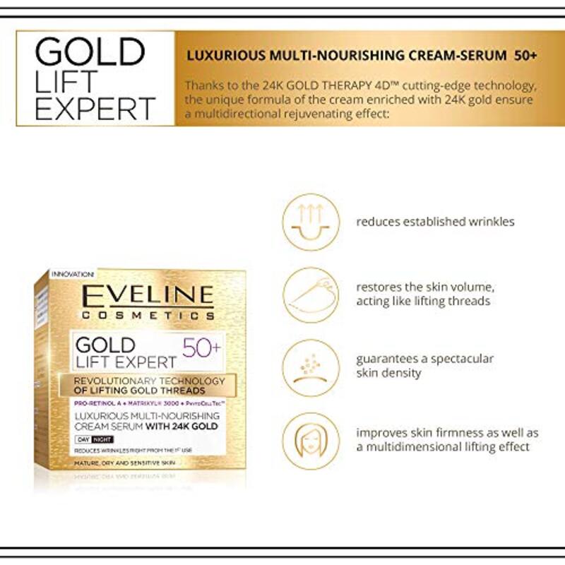 Eveline Cosmetics Gold Lift Expert 50+ with 24 Carat Gold, 50ml