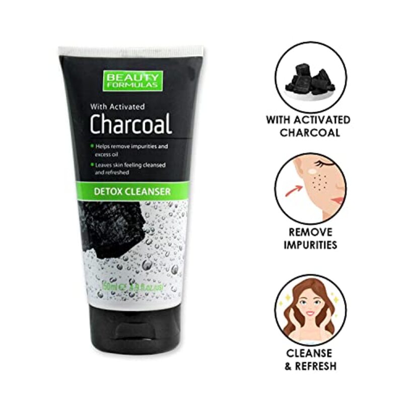 Beauty Formulas with Activated Charcoal Detox Cleanser, 150ml