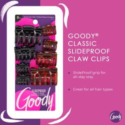 Goody Slideproof Classics Claw Clips, 8 Pieces