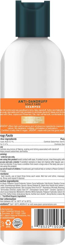 Jason Anti Dandruff Scalp Care Natural Treatment Shampoo, 355ml