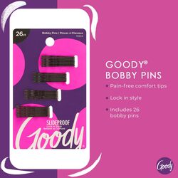 Goody 1941836 Small Metallic Bobby Slide Pins for Women, Black, 26 Pieces