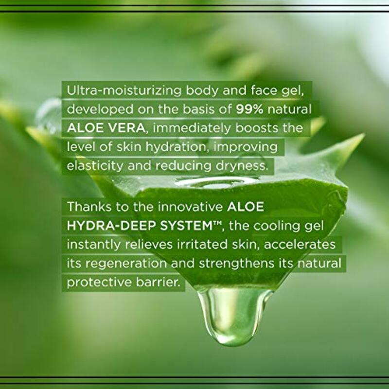 Eveline Cosmetics 99% Natural Aloe Vera Multifunctional Face and Body Gel for Dry and Irritated Skin, 250ml