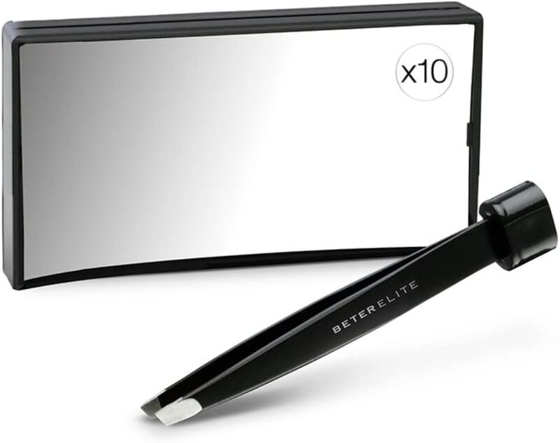 Beter Elite Rectangular Mirror X10 with Clip Incorp, 290g, Black/Silver