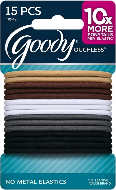 Goody Ouchless Braided Elastics for Women, Java Bean, 15 Pieces