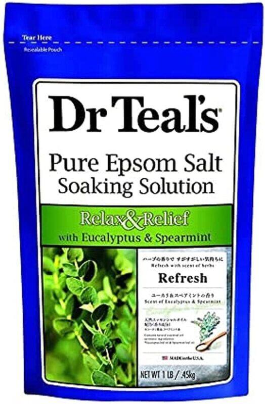 

Dr Teal's Relax & Relief Pure Epsom Salt Soaking Solution with Eucalyptus & Spearmint, 0.45 Kg