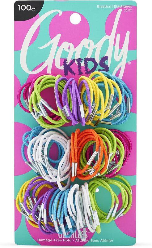 

Goody Kids Ouchless Elastic Hair Tie with Metal Crimps, 100 Pieces