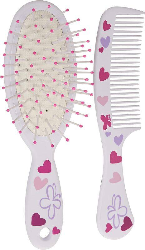 

QVS Kids Hair Brush And Comb Set for All Hair Types, 2 Pieces