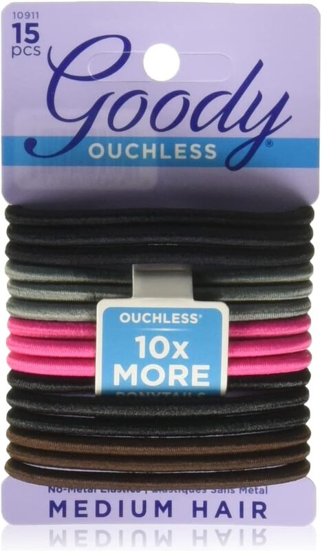 Goody Ouchless Braided Elastics for Womens, Cherry Blossom, 15 Pieces