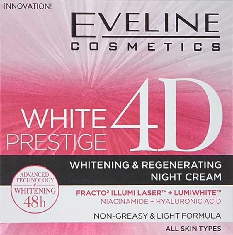 Eveline Cosmetics White Prestige 4D Intensive Whitening & Regeneration Night Cream, 50ml