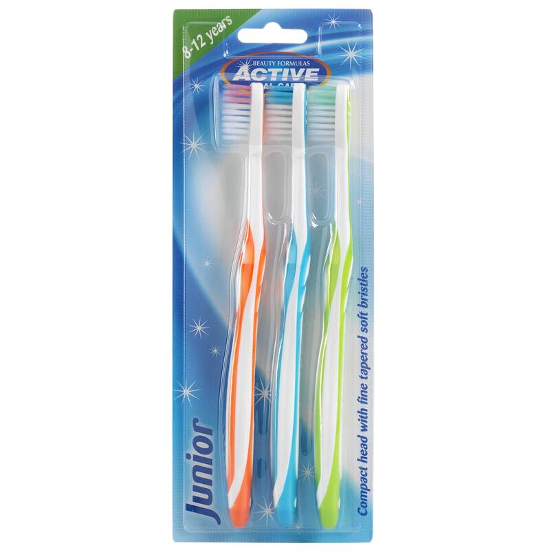 Beauty Formulas Active Oral Care Junior Toothbrush, Assorted Colour, 3 Piece