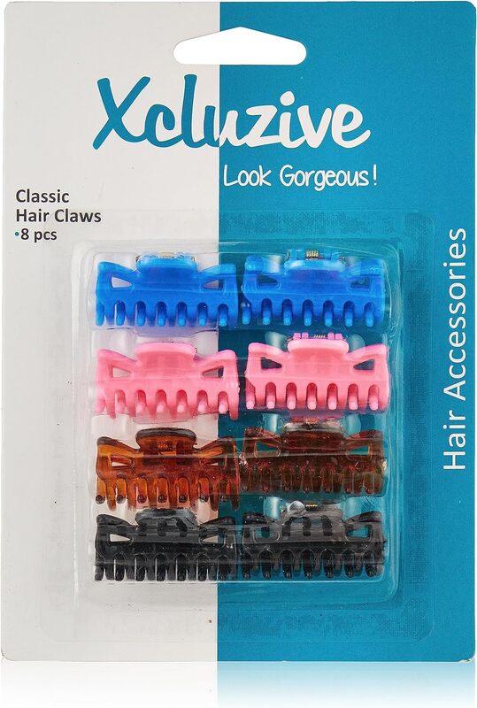 Xcluzive Classic Hair Claws, 8 Pieces