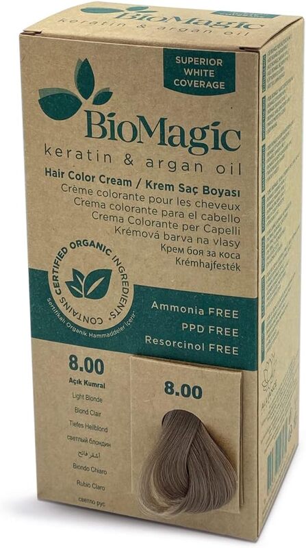 Biomagic Permanent Hair Dye, 60ml, 8/00 Light Blonde