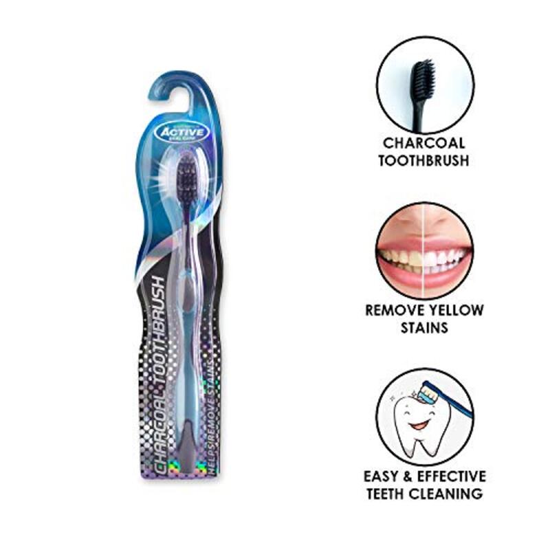 Beauty Formulas Charcoal Toothbrush, Black/Blue