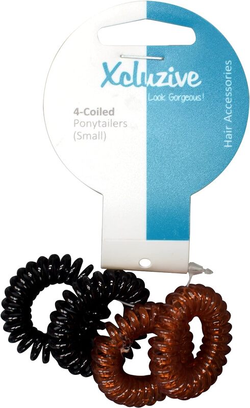 Xcluzive 4-Coiled Ponytailers, Small, 4 Pieces