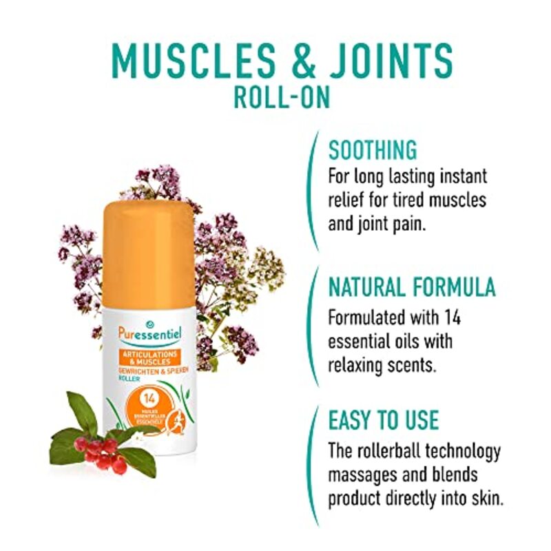 Puressentiel Muscles & Joints Roller 14 Essential Oils, 75ml