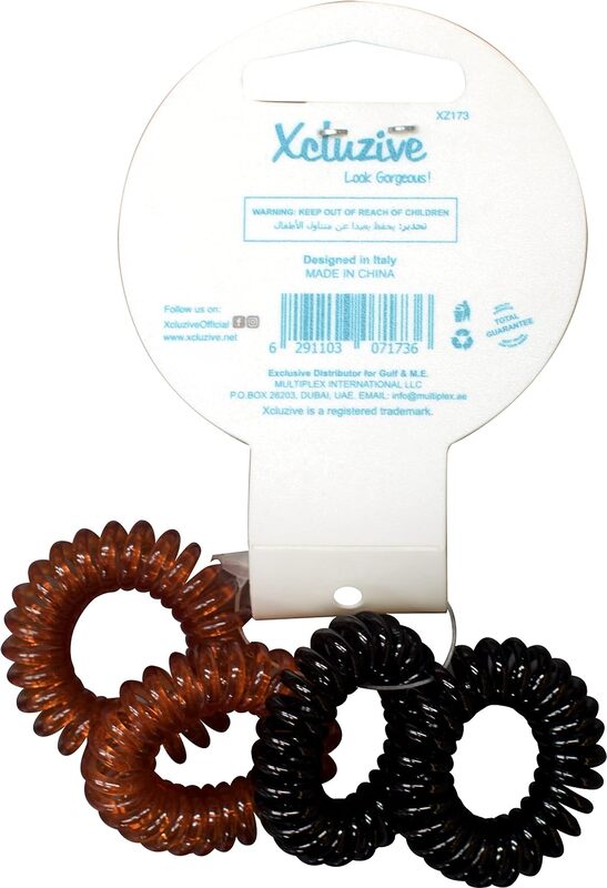 Xcluzive 4-Coiled Ponytailers, Small, 4 Pieces