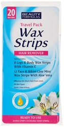 Beauty Formulas Travel Pack Wax Strips On The Go Hair Remover, 20 Sheets