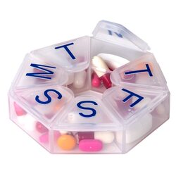 Acu-Life Round Weekly Pill Box, 104C, Clear