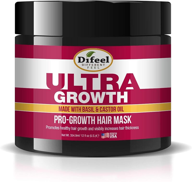 Difeel Ultra Growth Basil & Castor Hair Mask for Dry Hair, 12oz