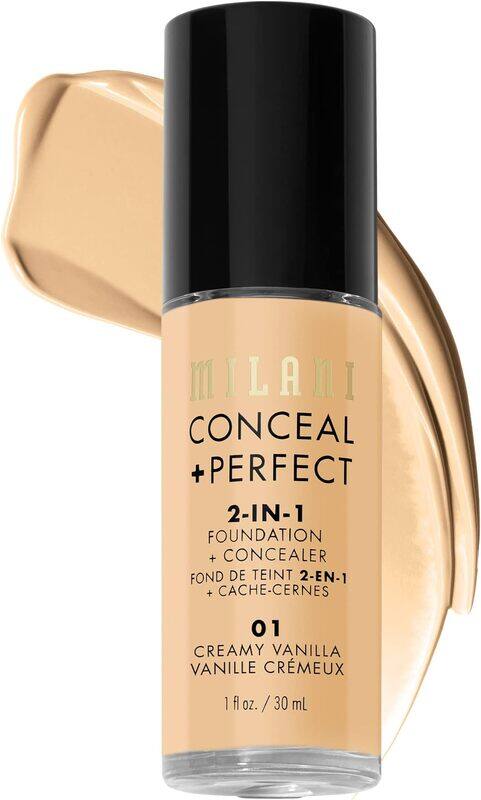 

Milani Conceal + Perfect 2-In-1 Foundation, 01 Creamy Vanilla, Beige