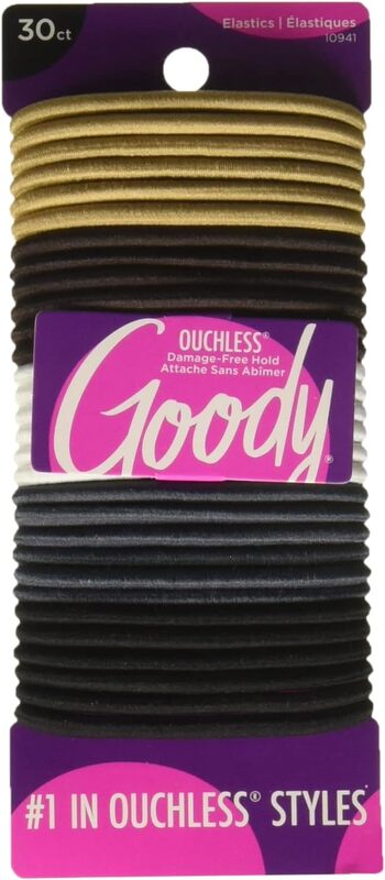 Goody Ouchless Braided Java Bean Elastics for Women, Neutral, 30 Pieces