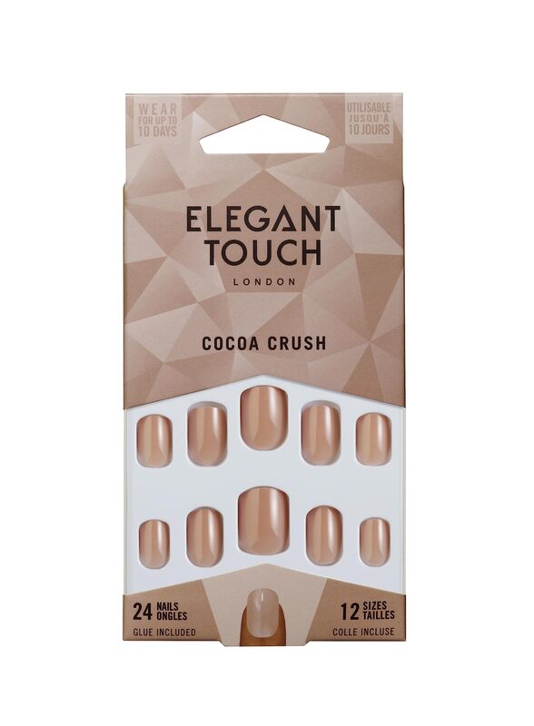 

Elegant Touch Core Colour Nails With Glue, 24-Piece, Cocoa Crush, Brown