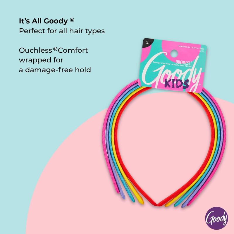 Goody 1942334 Kids Ouchless Classics Fabric Headband for Girls, 5 Pieces